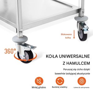 Excellent Houseware Wózek kuchenny 3-poziomowy stalowy 450kg na kółkach z koszami i haczykami 3