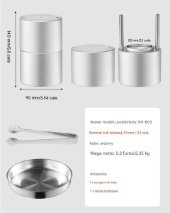 Prasa do kul lodowych metaliczna 53mm aluminiowa z akcesoriami do drinków 2