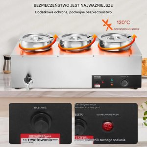 Podgrzewacz do zup 3x7,4L 1200W stal nierdzewna regulacja temp. do bufetu 7