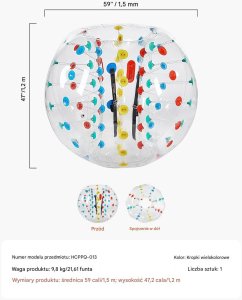 Piłka dmuchana 1,52m 0,8mm PVC Bumper Ball do zabawy ogrodowej kolorowa 2
