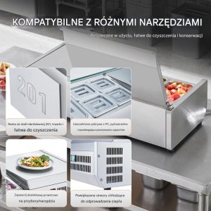 Stacja chłodnicza do przypraw 140W, 6 pojemników, stal nierdzewna 5