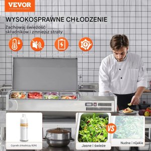 Stacja chłodnicza do przypraw 140W, 6 pojemników, stal nierdzewna 6