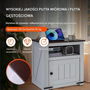 Stolik nocny z USB i szafką 3-poziomowy biały do salonu i sypialni 4