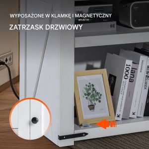 Stolik nocny z USB i szafką 3-poziomowy biały do salonu i sypialni 6