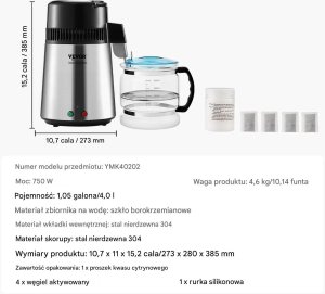 Destylator wody 4L stal nierdzewna z chłodzeniem  do domu i biura 2
