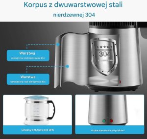Destylator wody 4L stal nierdzewna z chłodzeniem  do domu i biura 4