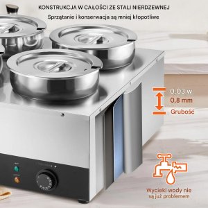 Podgrzewacz do zup 4x7,4L 1500W stal nierdzewna regulacja temp. do bufetu 4