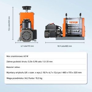 Automatyczna maszyna do ściągania izolacji kabli 1,5-25mm, 60W elektryczna 2