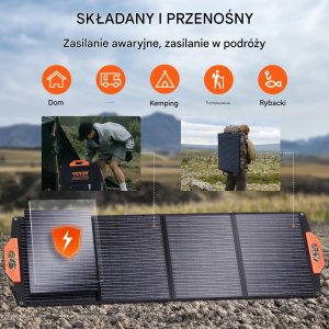 Ładowarka solarna Azo Panel solarny 120W składany ETFE, USB/DC, wodoodporny  dom/off-grid 6