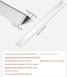 Narożnik ścienny 38x38mm nierdzewny 10szt zestaw z taśmą 3M ochrona kąta 2