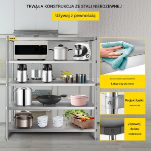 Półka magazynowa 5-poziomowa stal nierdzewna regulowana wytrzymała garaż 3