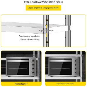 Półka magazynowa 5-poziomowa stal nierdzewna regulowana wytrzymała garaż 4