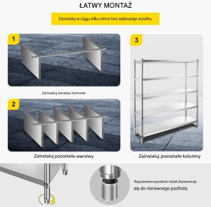 Półka magazynowa 5-poziomowa stal nierdzewna regulowana wytrzymała garaż 5