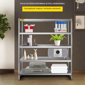 Półka magazynowa 5-poziomowa stal nierdzewna regulowana wytrzymała garaż 6