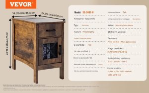 Stolik nocny z USB i szufladą 3-poziomowy burlywood do salonu i sypialni 2