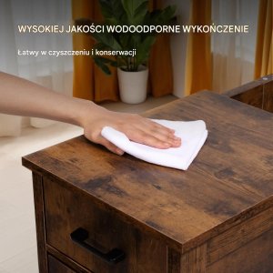 Stolik nocny z USB i szufladą 3-poziomowy burlywood do salonu i sypialni 3