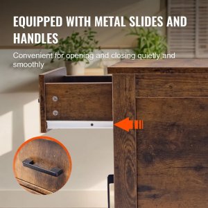 Stolik nocny z USB i szufladą 3-poziomowy burlywood do salonu i sypialni 7