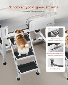 Wanna groomerska dla psa stalowa z prysznicem i schodkami antypoślizgowymi 4