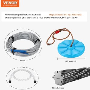 Tyrolka dla dzieci i dorosłych 36,6 m stalowy linka hamulec bezpieczeństwa 2