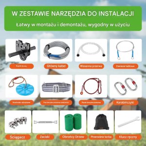 Tyrolka dla dzieci i dorosłych 36,6 m stalowy linka hamulec bezpieczeństwa 6