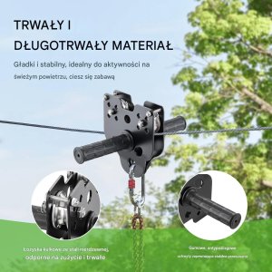 Tyrolka dla dzieci i dorosłych 36,6 m stalowy linka hamulec bezpieczeństwa 7