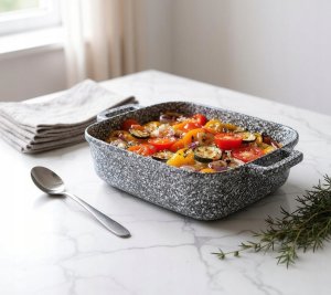 Garnek kwadratowy 28cm. Granitowy Masterpan MP-2110 z pokrywką 5