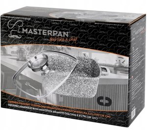 Garnek kwadratowy 26cm. Granitowy Masterpan MP-2109 z pokrywką 3