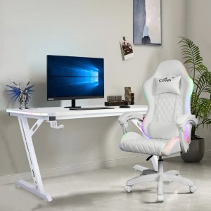 Biurko gamingowe Cobra CRF4577RGB White , LED RGB, 120 cm 7