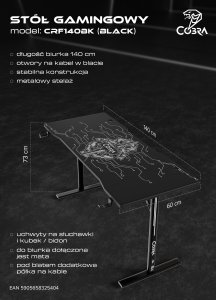 Biurkogamingowe Cobra X-Mate CRF140BK + mata, 140 cm 6