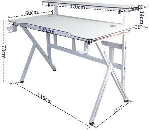 Biurko gamingowe z półką Cobra CR4010WH białe 120 cm 9