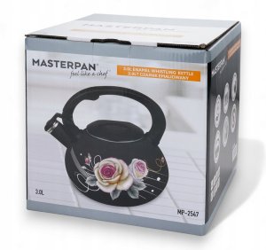 Czajnik emaliowany 3L z gwizdkiem. Masterpan MP-2547. Indukcja, gaz 7