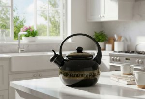 Czajnik emaliowany 2,2L z gwizdkiem. Masterpan MP-2513. Indukcja, gaz 4