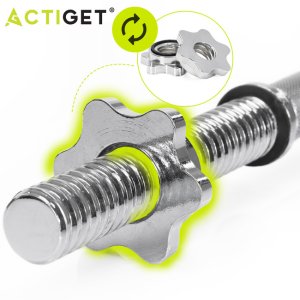 Gryf krótki 48 cm do hantli z zaciskami zestaw 2 szt. gwintowane 28 mm stal chromowana UNIWERSALNY 11