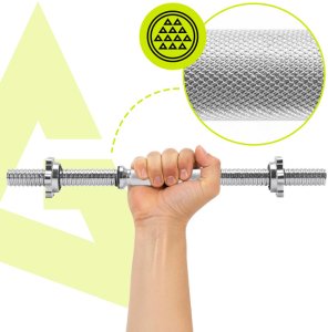 Gryf krótki 48 cm do hantli z zaciskami zestaw 2 szt. gwintowane 28 mm stal chromowana UNIWERSALNY 12