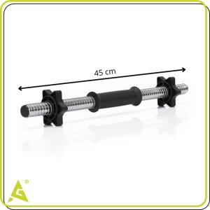 Gryf krótki 45 cm do hantli z zaciskami zestaw 2 szt. gwintowane 25 mm stal chromowana UNIWERSALNY 13