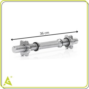 Gryf krótki 36 cm do hantli z zaciskami śr. 28 mm gwintowany, stal chromowana UNIWERSALNY 12