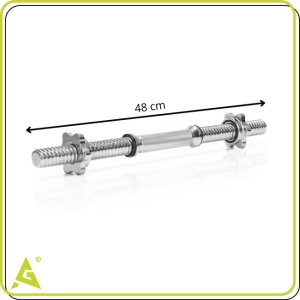 Gryf krótki 48 cm do hantli z zaciskami śr. 28 mm gwintowany, stal chromowana UNIWERSALNY 12