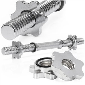 Gryf krótki 40 cm do hantli z zaciskami zestaw 2 szt. gwintowane, śr. 28 mm stal chromowana UNIWERSALNY 2