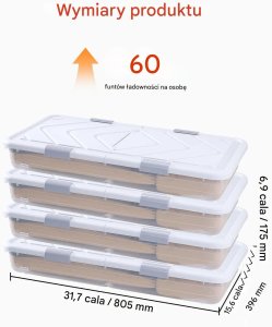 ORPLAST Pojemniki pod łóżko 4szt, z kółkami, z pokrywą, organizacja ubrań 5