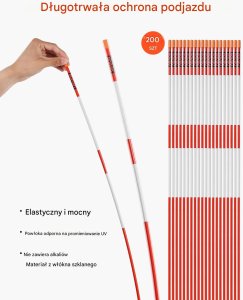 Słupki odblaskowe do podjazdu 200szt, 122cm, włókno szklane, śnieg 4