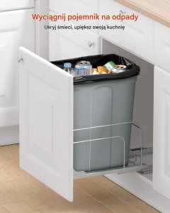 Kosz wysuwany do szafki  szuflada soft-close, metalowy system, do kuchni 4