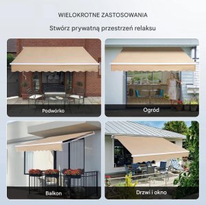 Markiza tarasowa 3,6x3m osłona przeciwsłoneczna ręczna, wodoodporna, balkon 3