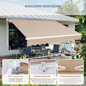 Markiza tarasowa 3,6x3m osłona przeciwsłoneczna ręczna, wodoodporna, balkon 7
