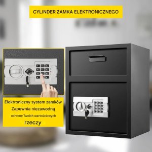 Sejf depozytowy elektroniczny 48L z kodem i wrzutem do domu, hotelu, biura 3