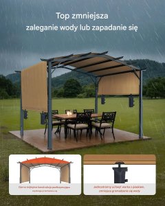 Pergola ogrodowa 3,66x3,05 m, metalowa z regulowanym daszkiem, duża 5