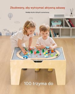 Stolik edukacyjny dla dzieci z klockami i torami drewnianymi, 3+ 5