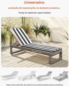 Poduszki zebra na leżak ogrodowy 2szt wodoodporne w paski basen taras 3