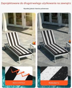 Poduszki zebra na leżak ogrodowy 2szt wodoodporne w paski basen taras 5