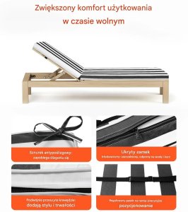 Poduszki zebra na leżak ogrodowy 2szt wodoodporne w paski basen taras 6