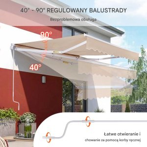 Markiza tarasowa ręczna 2,44x2,13m wodoodporna z korbą na balkon/ogród 6